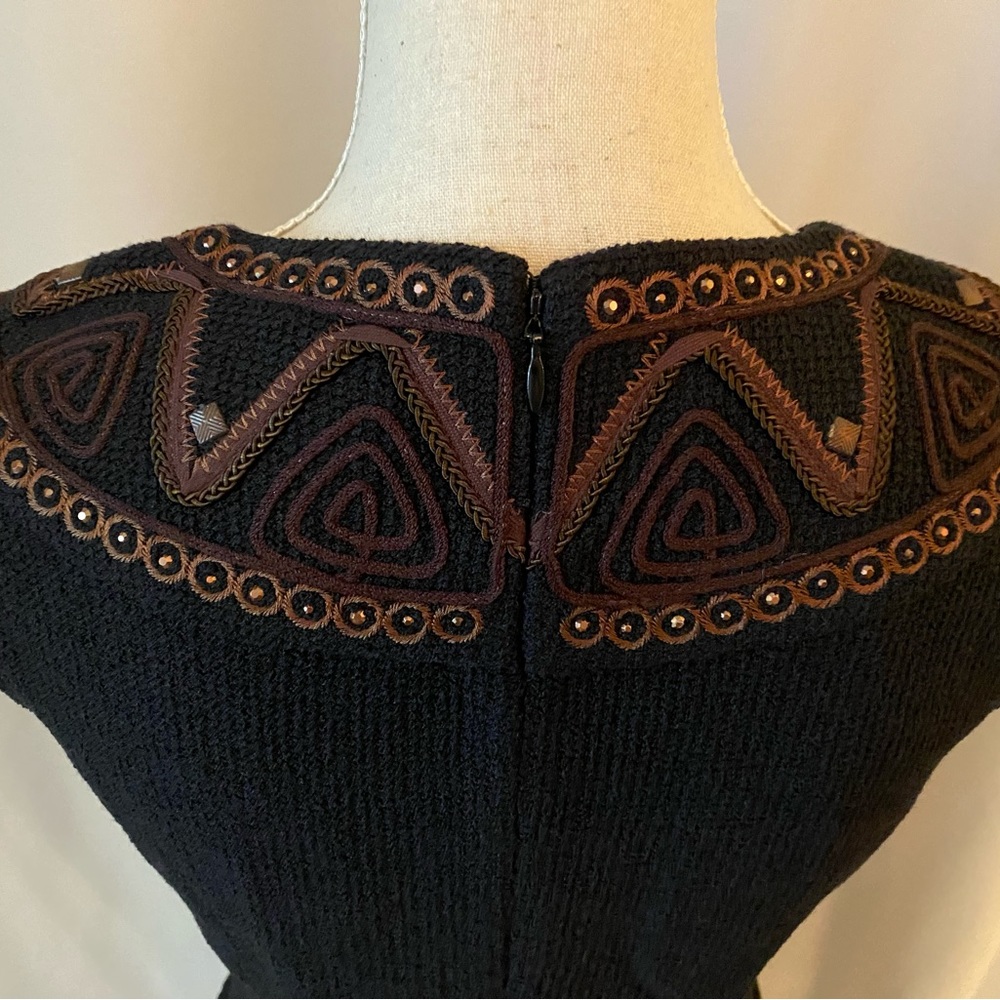 St John sz 4 black Santana knit dress embellished formal evening cocktail party